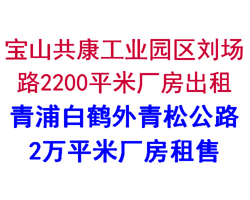 宝山区泰和路铁山路口A20边1000余平米单层带行车厂房出租